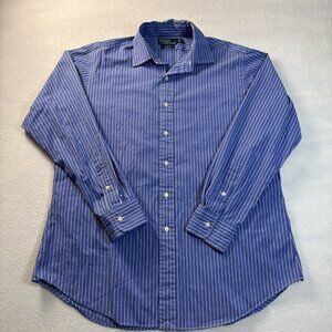 Polo Ralph Lauren Curham Classic Fit Shirt Mens Large Blue White Striped Button‎